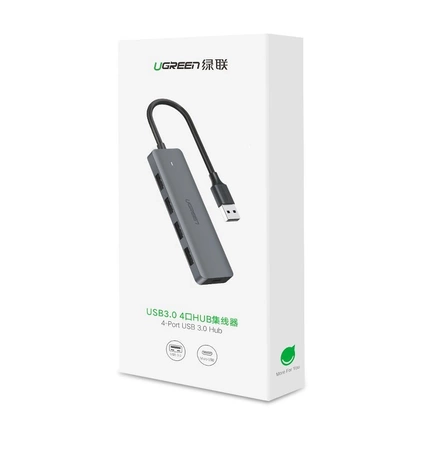 Ugreen USB HUB - 4x USB 3.2 Gen 1 with micro USB power port gray (CM219 50985)