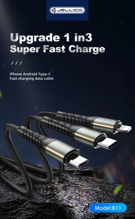 JELLICO cable B11 3in1 3.1A 1.2M Black