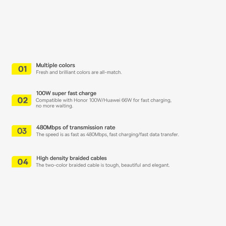 Baseus Dynamic Series USB-Kabel - USB Typ C 100 W 2 m weiß (CALD000702)
