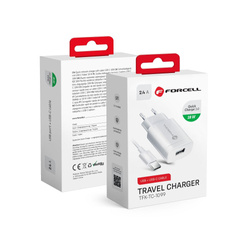 Forcell Ładowarka Sieciowa ze złączem USB A i kablem USB typ C - 2,4A 18W z funkcją Quick Charge 3.0