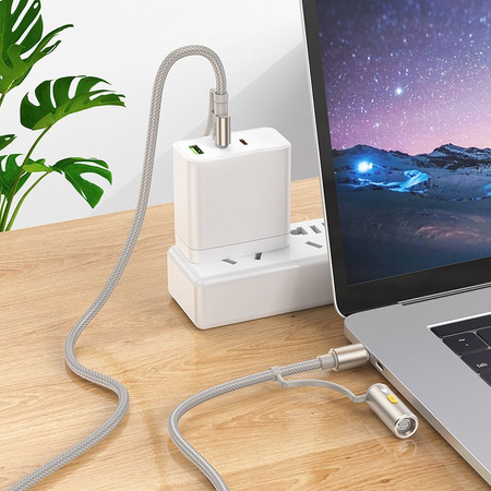 HOCO kabel All-in-one USB A / Typ C do Typ C / Zapalniczka samochodowa 3A 60W U138 1,2 m szary