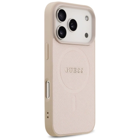 Etui Guess Saffiano Classic Logo MagSafe na iPhone 17 Pro - różowe