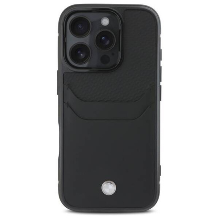 BMW nakładka do iPhone 16 Pro Max 6,9" BMHCP16X22RSEPK Hardcase Sign Leather Cardslot czarna