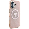 Guess IML Metal Glitter 4G Circle Triangle MagSafe Hülle für iPhone 16 - Pink