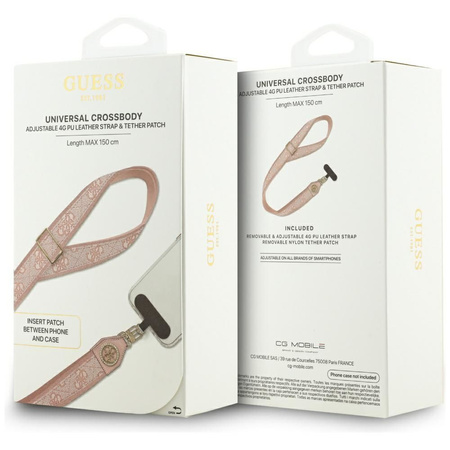 GUESS uniwesalny pasek GUUCNP4DGMP (4G PU Strap Tether Patch Strass Metal Logo) różowy