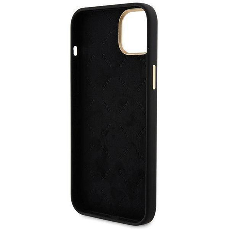 Original Handyhülle APPLE IPHONE 15 Guess Hardcase Silicone Logo Strass 4G (GUHCP15SM4DGPK) schwarz