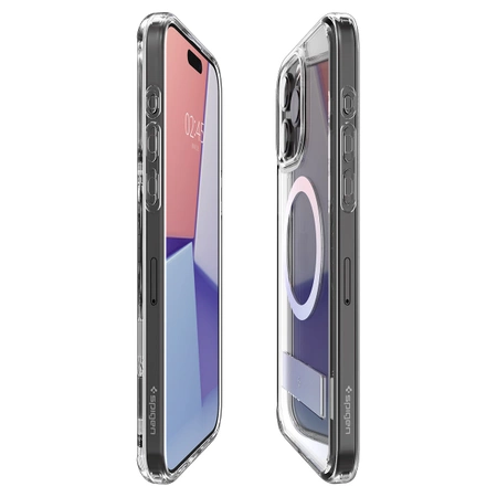Spigen Ultra Hybrid S MagSafe Hülle mit Ständer für iPhone 15 Pro – transparent