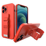Rope case żelowe etui ze smyczą łańcuszkiem torebka smycz iPhone 12 Pro czerwony