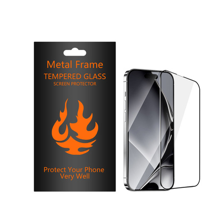 Szkło hartowane z metalową ramką do iPhone 12 Pro Max 6.7&quot; czarna ramka