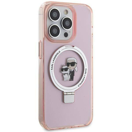 Karl Lagerfeld KLHMP15XHMRSKCP iPhone 15 Pro Max 6,7&quot; rosa/rosa Hardcase Ringständer Karl&amp;Choupette MagSafe