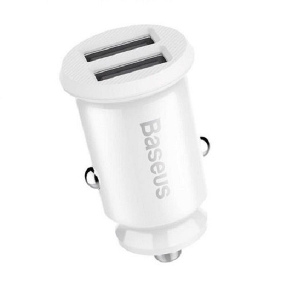 Baseus Grain - Ładowarka samochodowa 2 x USB, 5 V / 3.1 A (biały)