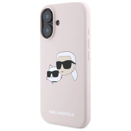 Etui Karl Lagerfeld Silicone nauble Heads Print MagSafe na iPhone 16 - różowe