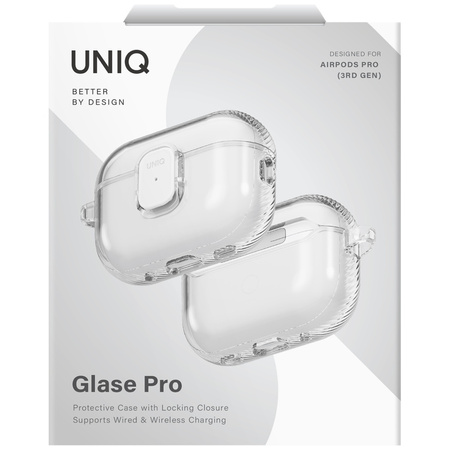 Etui UNIQ Glase Pro do AirPods Pro 3     Lock Case przezroczysty