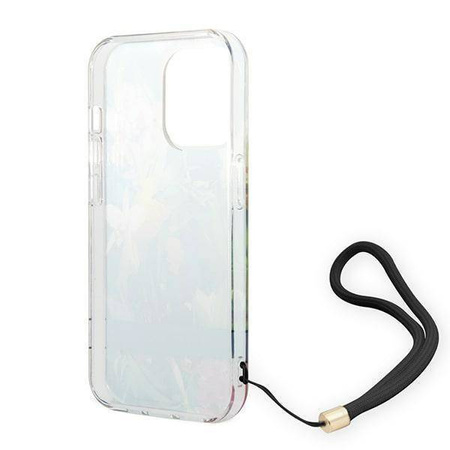 Oryginalne Etui IPHONE 14 PRO MAX Guess Hardcase Flower Strap (GUOHCP14XHFLSB) niebieskie