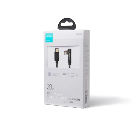 Joyroom Angled Lightning cable - USB C for fast charging and data transfer 20W 1.2 m black (S-CL020A6)