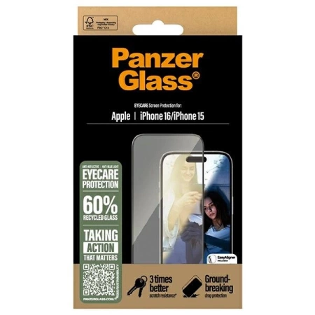 Szkło hartowane PanzerGlass EyeCare Screen Protector Ultra-Wide Fit na iPhone 16