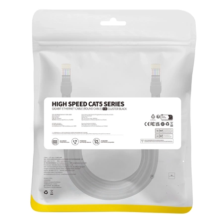 Baseus High Speed Cat 5 RJ-45 1000Mb/s Ethernet cable 5m round - black