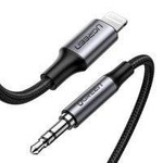 Ugreen kabel przewód audio AUX MFI Lightning - 3,5 mm mini jack 1 m szary (70509)