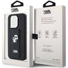 Karl Lagerfeld Gripstand Saffiano Karl&amp;Choupette Pins case for iPhone 15 Pro - black