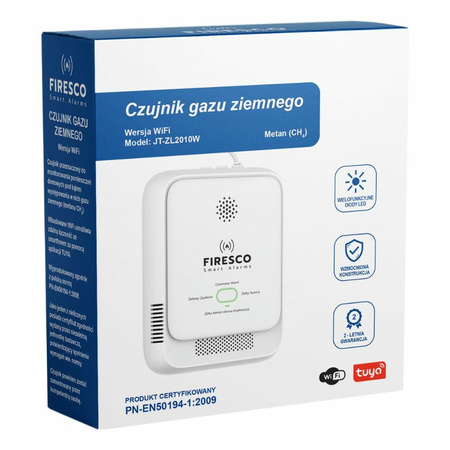 Czujnik gazu ziemnego Firesco (metan)    JT-ZL2010W Wi-Fi Tuya Smart Life