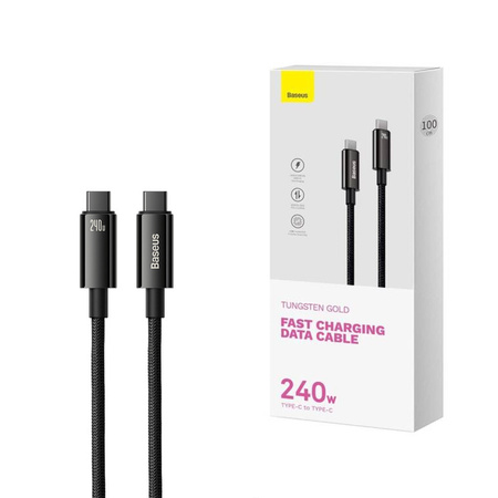 Kabel USB C – USB C 480 Mbit/s 240 W 3 m Baseus Tungsten Gold CAWJ040101 – Schwarz