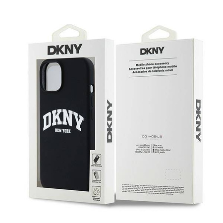 DKNY DKHMP14SSNYACH iPhone 14 / 15 / 13 6.1" czarny/black hardcase Liquid Silicone White Printed Logo MagSafe