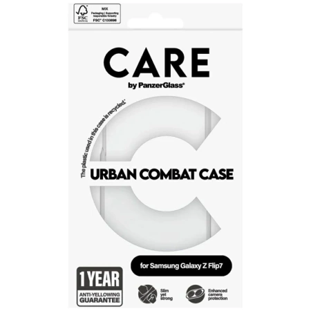 Etui CARE by PanzerGlass Flagship Urban Combat do Samsung Galaxy Z Flip 7 - przezroczyste