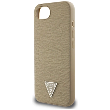 Etui Guess Grained Triangle MagSafe na iPhone 16e - brązowe