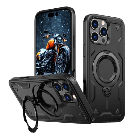 Hybrid Armor Trendige Hülle mit MagSafe für iPhone 16 Pro Max – Schwarz