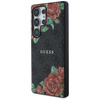 Original Case SAMSUNG GALAXY S25 ULTRA Guess Leather 4G Flowers Print Metal Classic Logo MagSafe black