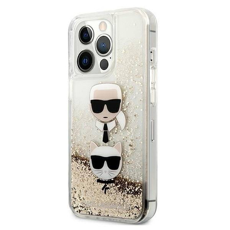 Karl Lagerfeld KLHCP13LKICGLD iPhone 13 Pro / 13 6,1" złoty/gold hardcase Liquid Glitter Karl&Choupette Head