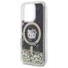 Original Handyhülle IPHONE 16 PRO Hello Kitty Hardcase Liquid Glitter Fever MagSafe (HKHMP16LLGDIK) Schwarz und Golden