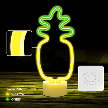 Neon na podstawce LED ANANAS pomarańczowo zielony USB-C FSC-12 Forever Light