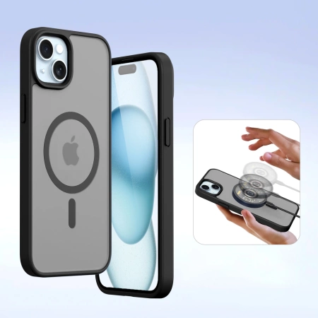 Etui skórzane Dux Ducis Lawa na iPhone 15 - czarne