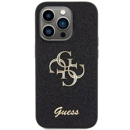 Etui Guess Glitter Script Big 4G na iPhone 15 Pro - czarne