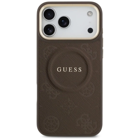 Guess Peony Hot Stamp MagSafe Case for iPhone 17 Pro Max - Brown