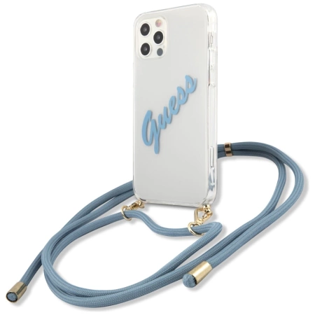 Guess GUHCP12MCRTVSBL iPhone 12/12 Pro 6,1" niebieski/blue hardcase Script Vintage