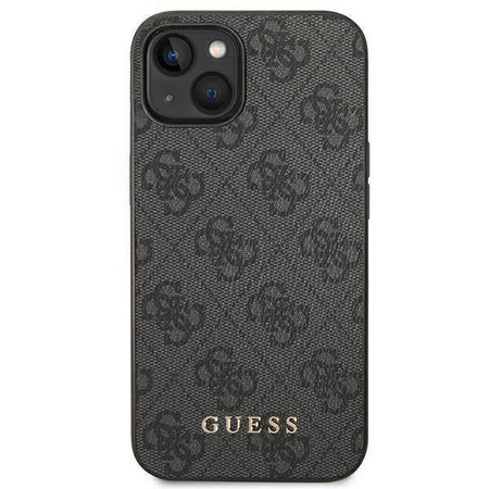 Guess GUHCP14SG4GFGR iPhone 14 6.1 "Grau / Graues Hartschalenetui 4G Metal Gold Logo