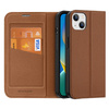 Dux Ducis Skin X2 case for iPhone 14 Plus case with magnetic flap brown