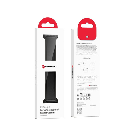 Pasek do Apple Watch Forcell F-Design FA21 skóra ekologiczna 38 / 40 / 41 mm czarny