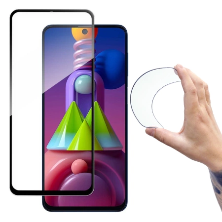 Wozinsky Full Cover Flexi Nano Glass Film Panzerglas mit Rahmen Samsung Galaxy M51 Schwarz