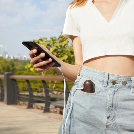 Jisulife Handventilator Life8 Plus, tragbarer USB-Ventilator mit Powerbank und Taschenlampe, Braun