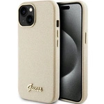 Guess Glitter Glossy Script case for iPhone 15 - gold