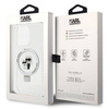 Oryginalne Etui IPHONE 15 PRO MAX Karl Lagerfeld Hardcase Ring Stand Karl&Choupettte MagSafe białe