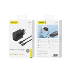 FONENG Netz-Ladegerät EU65 PD 20W 1xUSB-C + Kabel USB-C - Lightning schwarz
