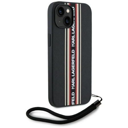 Etui Karl Lagerfeld Saffiano Athleisure Stripes Cord na iPhone 15 - czerwone