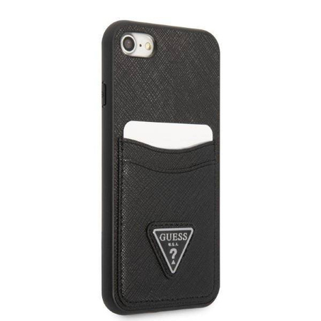 Original Case IPHONE SE 2022 / SE 2020 / 7 / 8 Guess Hardcase Saffiano Triangle Logo Cardslot black