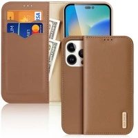 Dux Ducis Hivo echt Leder booktype case schutzhülle aufklappbare hülle für iPhone 14 Pro braun