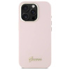 Original Case IPHONE 16 PRO MAX Guess Hardcase Silicone Script Metal Logo & Frame (GUHCP16XSMBSLP) pink