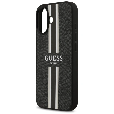 Etui Guess 4G Printed Stripes MagSafe na iPhone 17 -czarne